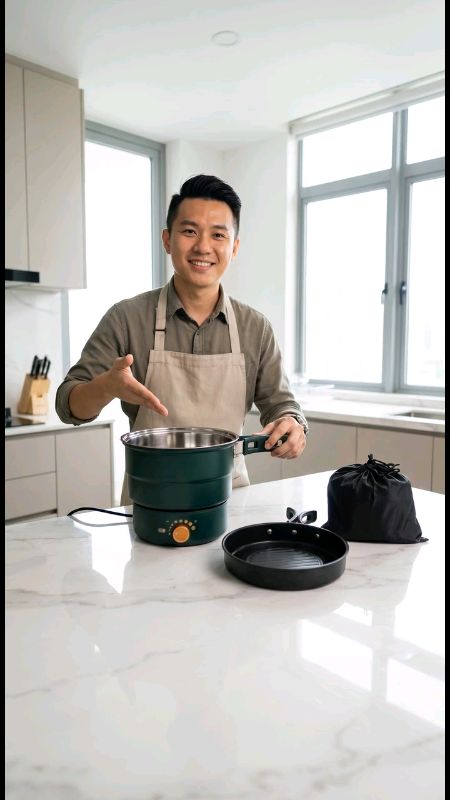 Electric Split Cooking Pot Foldable Multicooker #multicooker #electricpot #foldablepot #hotpot #ricecooker #portablecooker #kitchenappliances #travelc
