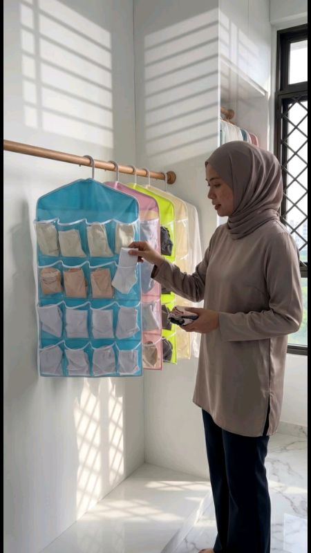 Hanging Closet Pocket Organizer #ClosetOrganizer #HangingOrganizer #WardrobeStorage #SockOrganizer #UnderwearOrganizer #StorageBag #HomeOrganization